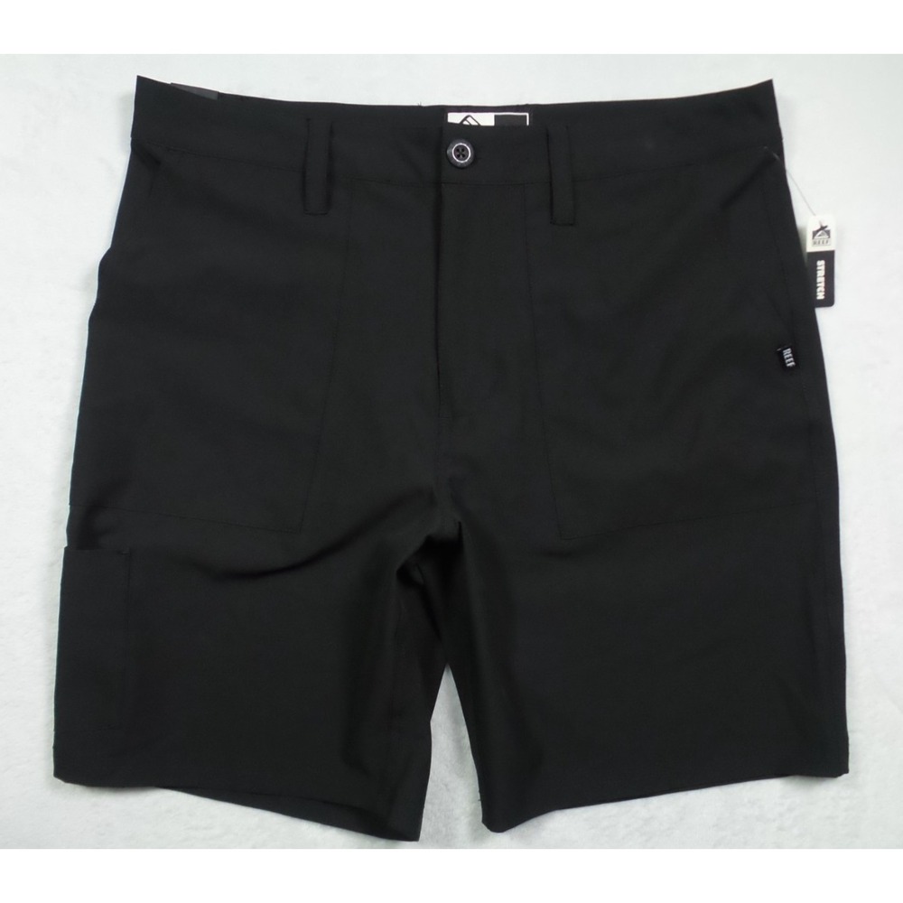Reef Shorts Mens Size 32 Black Balto‎ Fixed Waist Hybrid Stretch Pockets NWT